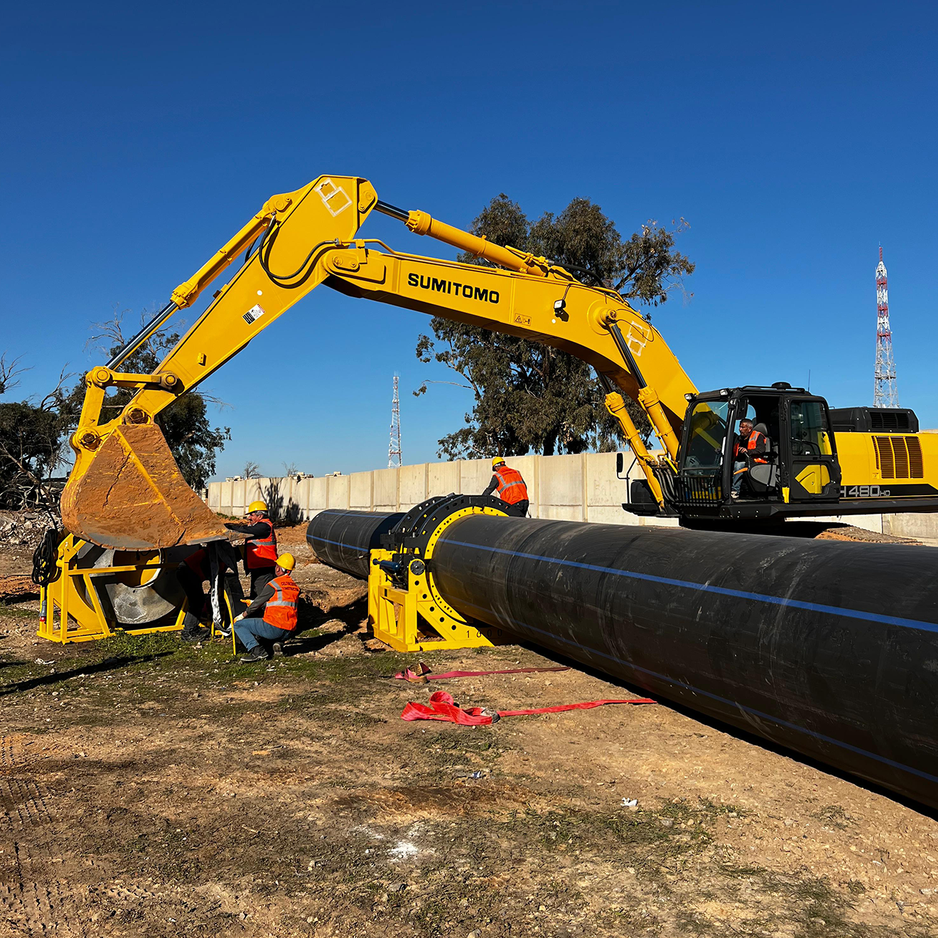 Proyecto de tuberías de agua de Libia: bienvenida a la máquina de fusión de tope WP1600 en uso